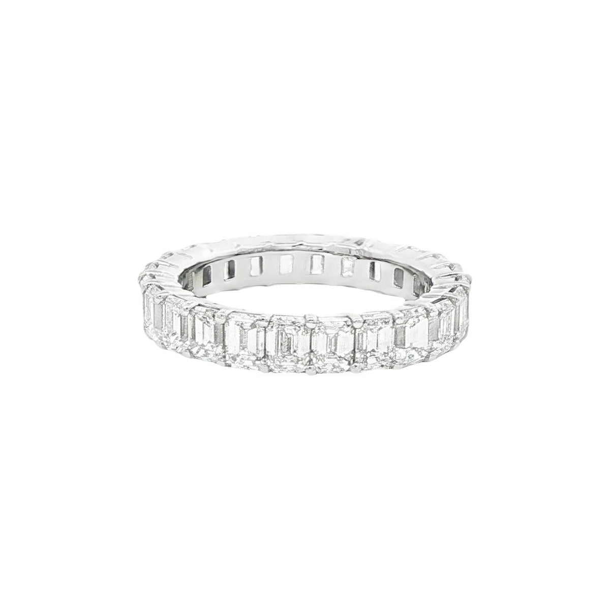 3.96 CT. Emerald Cut Diamond Eternity Band in Platinum view 4