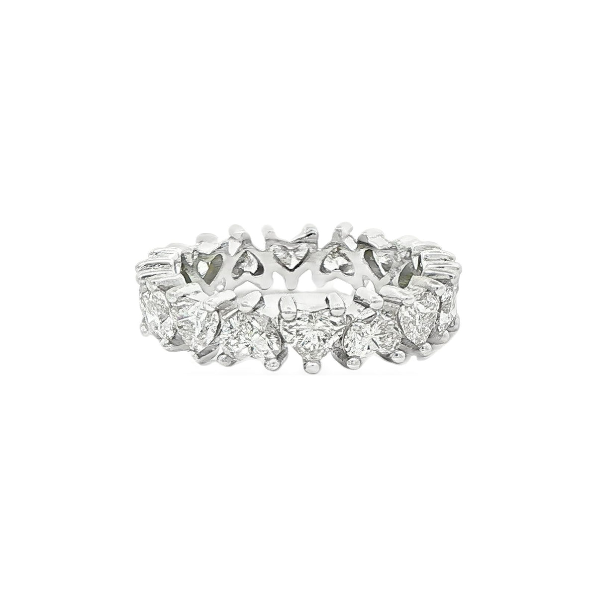 4.02 CT. Heart Shape Brilliant Diamond Eternity Band in Platinum view 3