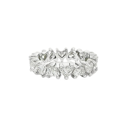 4.02 CT. Heart Shape Brilliant Diamond Eternity Band in Platinum view 3