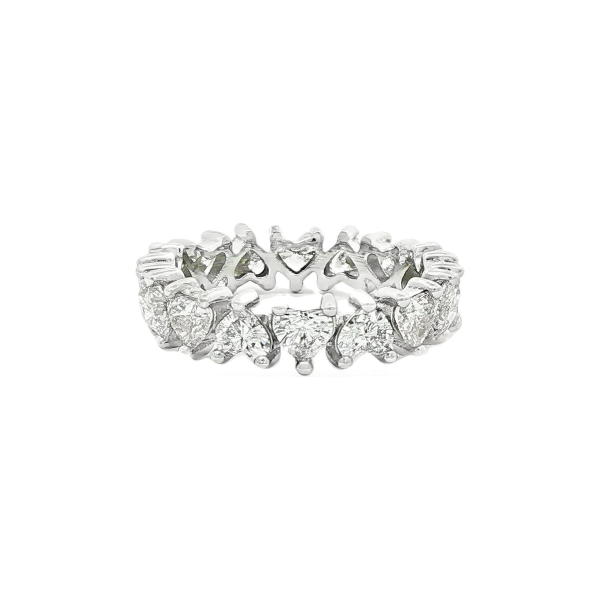 4.02 CT. Heart Shape Brilliant Diamond Eternity Band in Platinum view 4