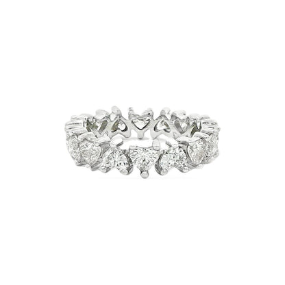 4.02 CT. Heart Shape Brilliant Diamond Eternity Band in Platinum view 4