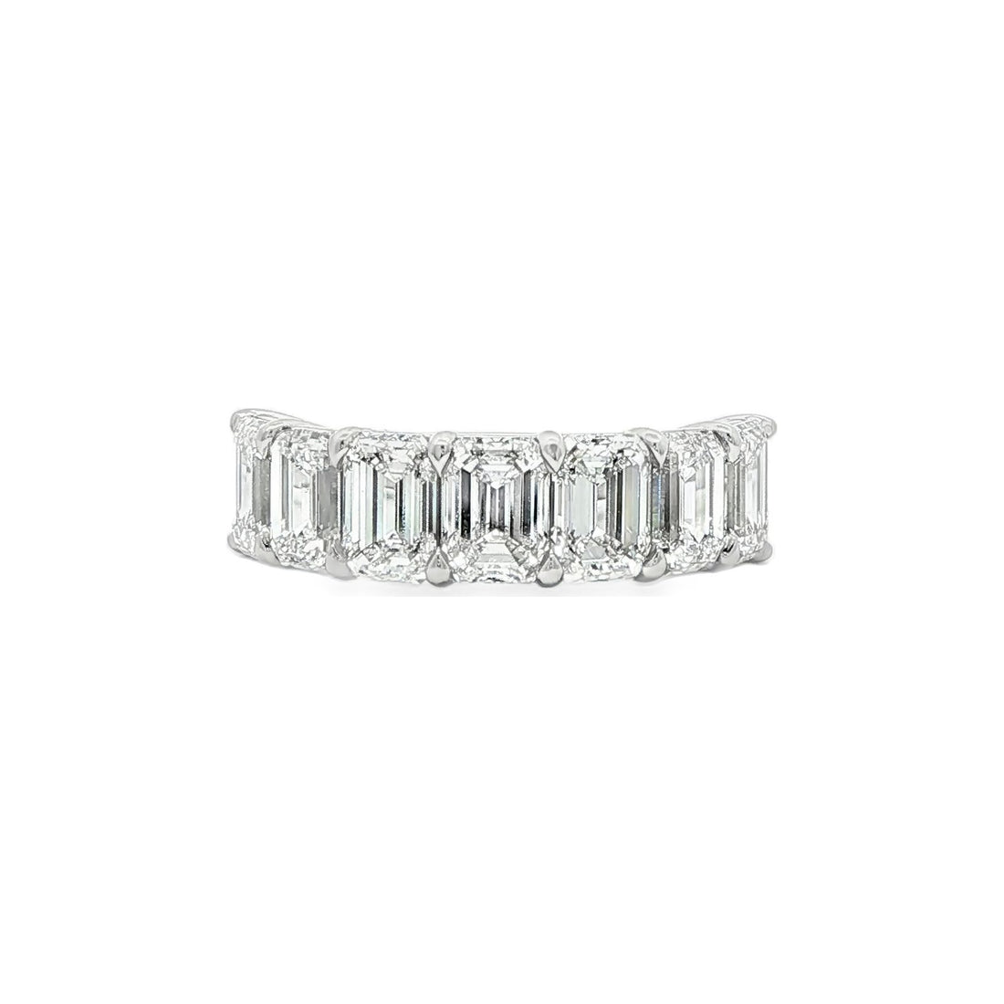 4.92 CT. Seven GIA Certified Emerald Cut Diamond Half Eternity Ring in Platinum