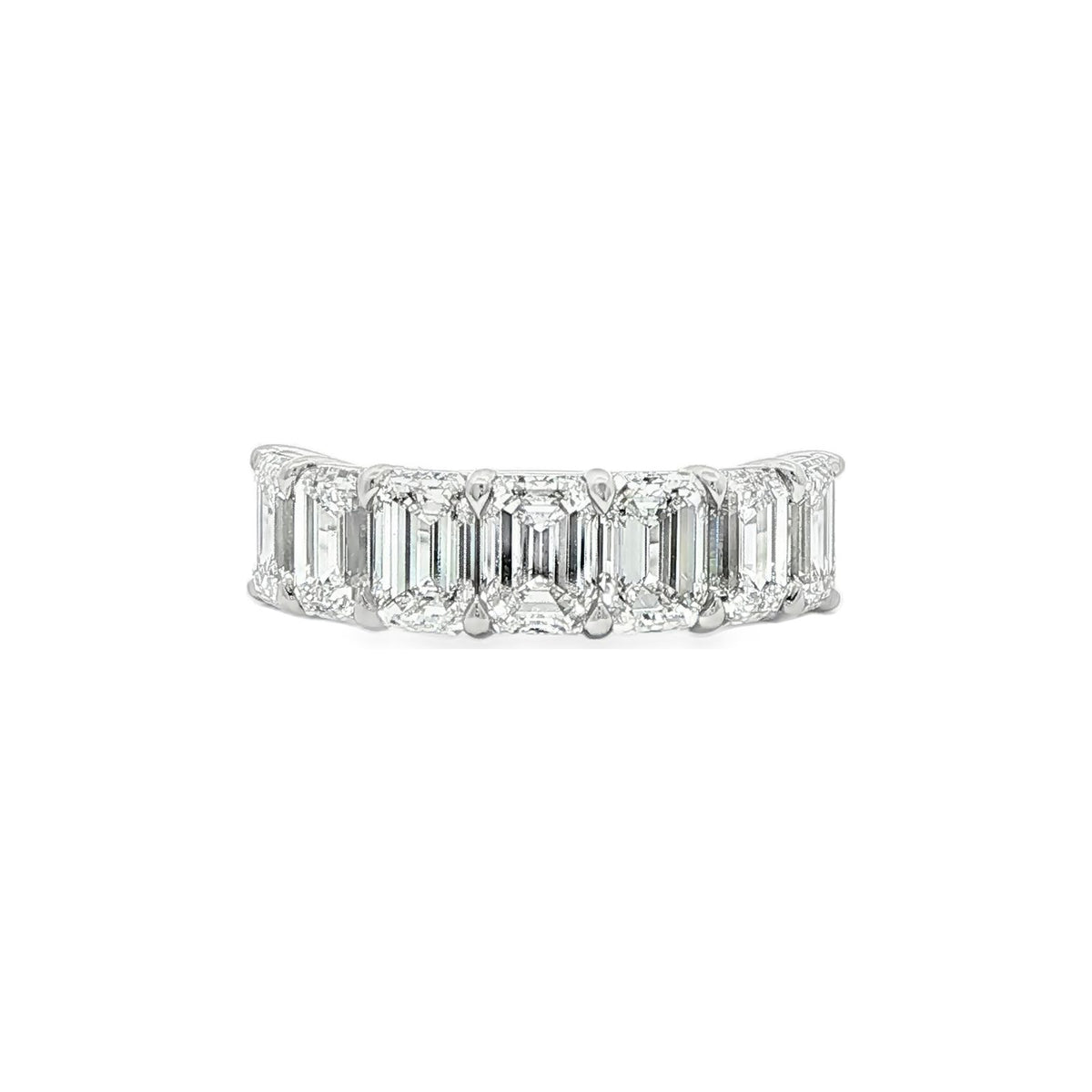 4.92 CT. Seven GIA Certified Emerald Cut Diamond Half Eternity Ring in Platinum