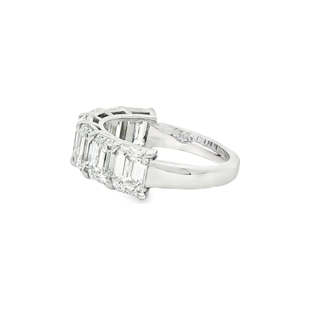 4.92 CT. Seven GIA Certified Emerald Cut Diamond Half Eternity Ring in Platinum view 2