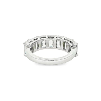 4.92 CT. Seven GIA Certified Emerald Cut Diamond Half Eternity Ring in Platinum view 3