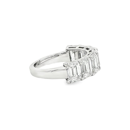 4.92 CT. Seven GIA Certified Emerald Cut Diamond Half Eternity Ring in Platinum view 4