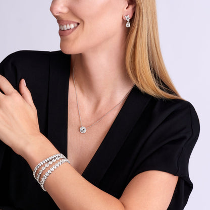 5.23 CT. Mixed Cut Diamond Drop Earrings in Platinum - worn on model