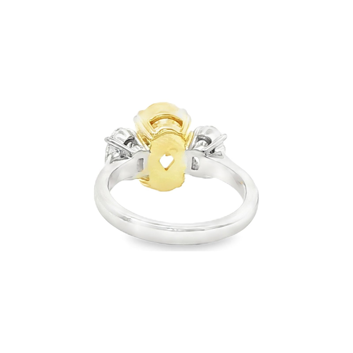 5.47 CT. Oval Cut WX Yellow Diamond and Oval Diamond Three Stone Ring in 18K Yellow Gold and Platinum view 5