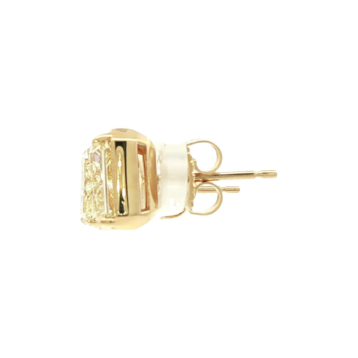 6.00 CT. Light Yellow Radiant Cut Diamond Stud Earrings in 18K Yellow Gold view 2