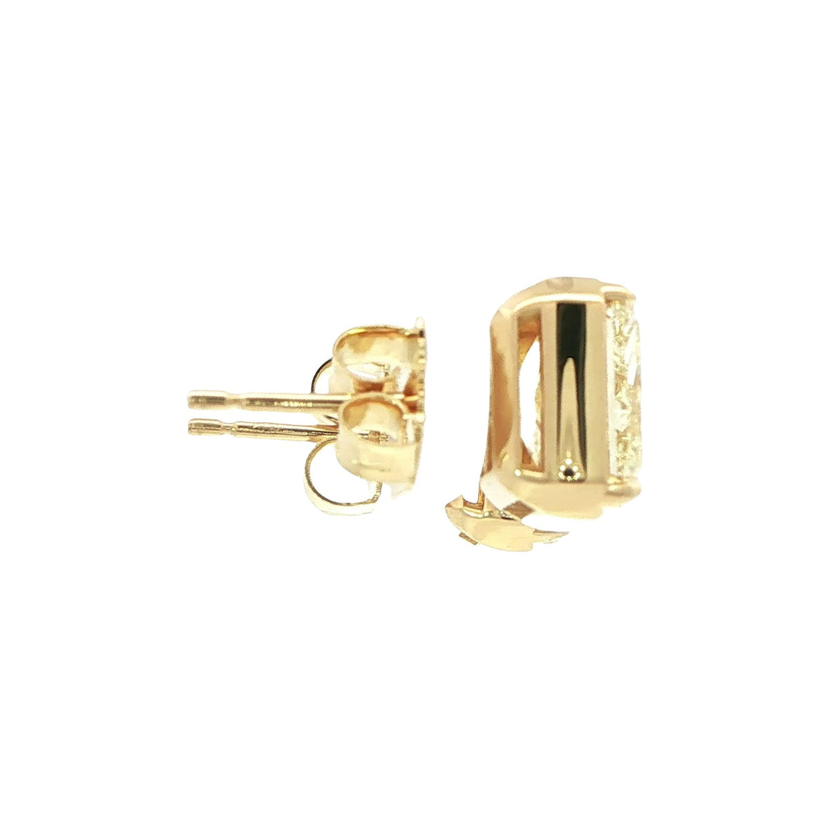 6.00 CT. Light Yellow Radiant Cut Diamond Stud Earrings in 18K Yellow Gold view 4