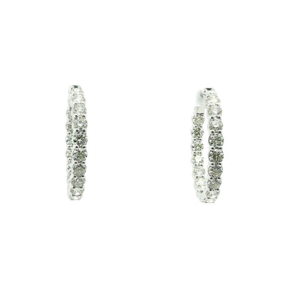 7.02 CT. Round Brilliant Diamond Hoop Earrings in 14K White Gold view 2