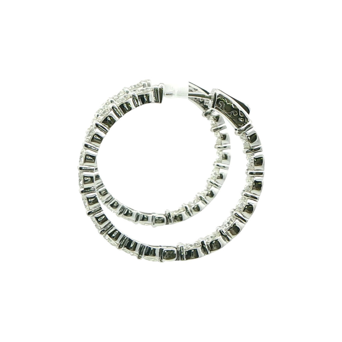 7.02 CT. Round Brilliant Diamond Hoop Earrings in 14K White Gold