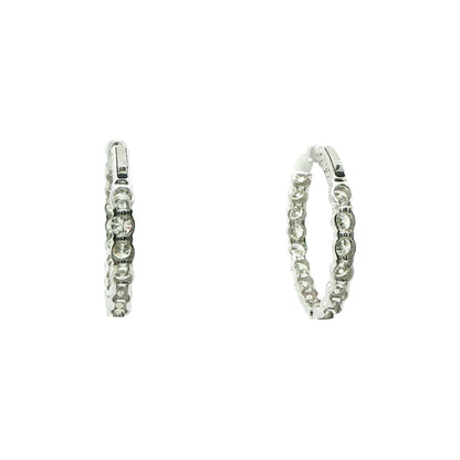 7.02 CT. Round Brilliant Diamond Hoop Earrings in 14K White Gold view 3
