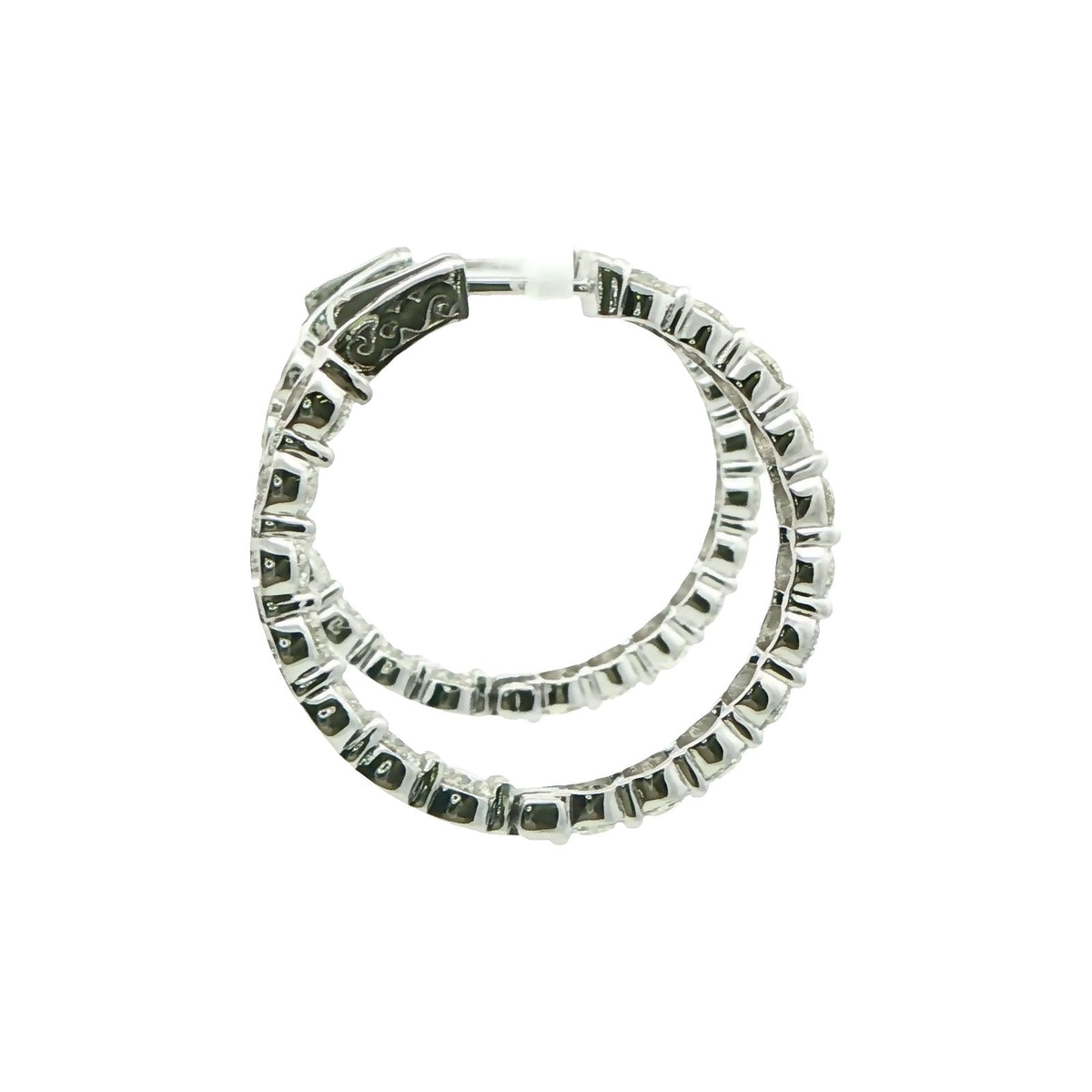 7.02 CT. Round Brilliant Diamond Hoop Earrings in 14K White Gold view 4