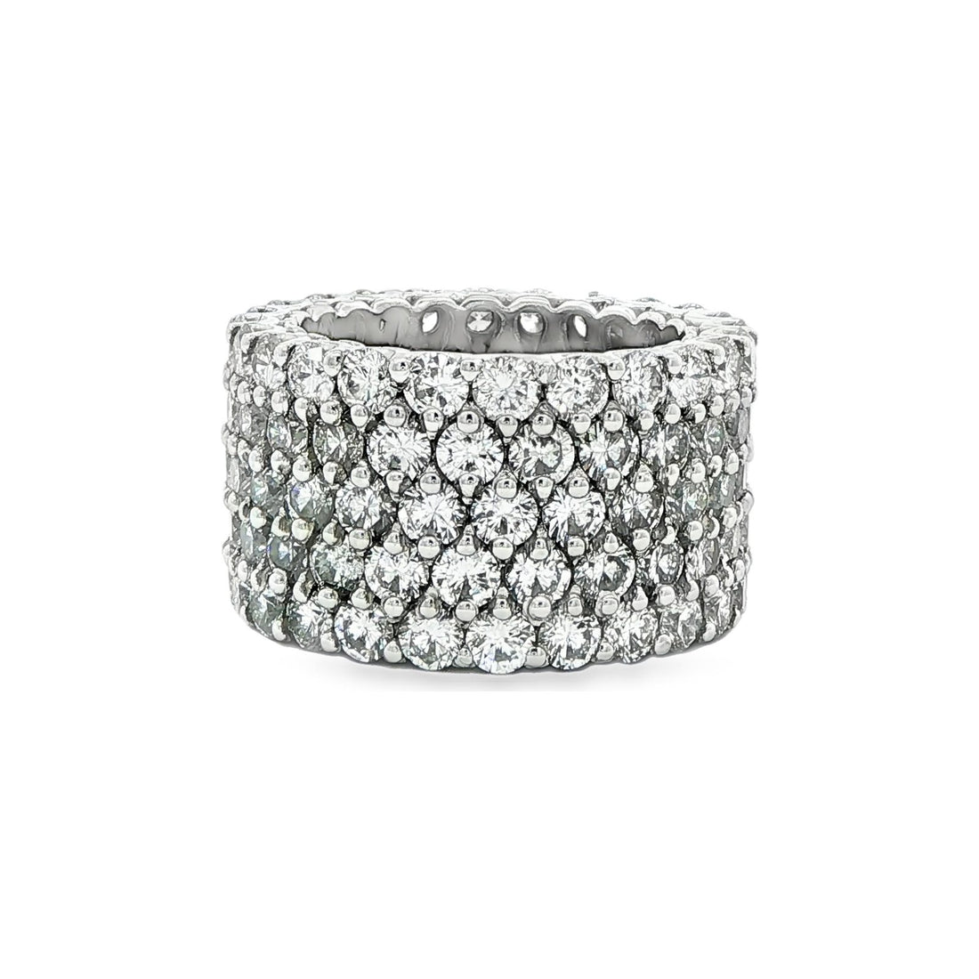 9.81 CT. Wide Pavé Round Brilliant Diamond Eternity Band in Platinum