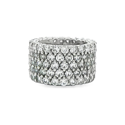 9.81 CT. Wide Pavé Round Brilliant Diamond Eternity Band in Platinum