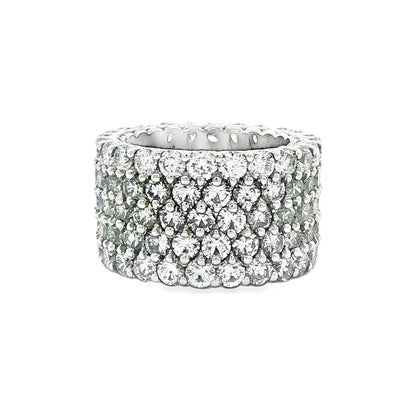 9.81 CT. Wide Pavé Round Brilliant Diamond Eternity Band in Platinum view 2