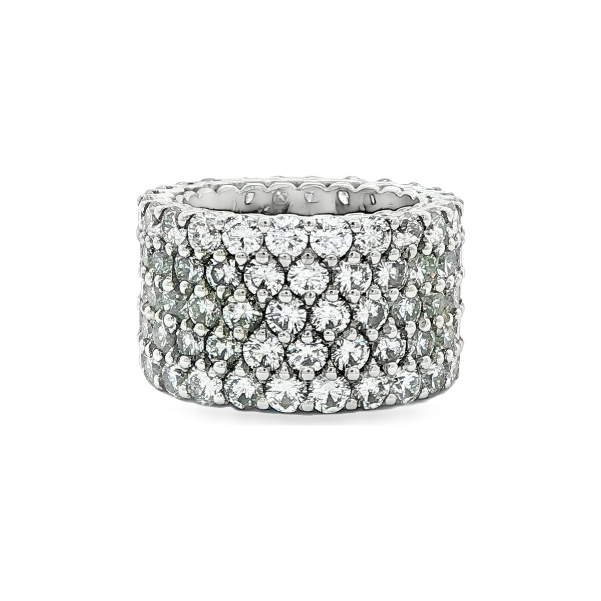9.81 CT. Wide Pavé Round Brilliant Diamond Eternity Band in Platinum view 3