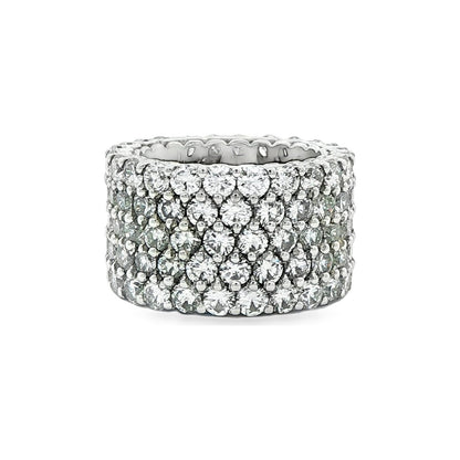 9.81 CT. Wide Pavé Round Brilliant Diamond Eternity Band in Platinum view 3