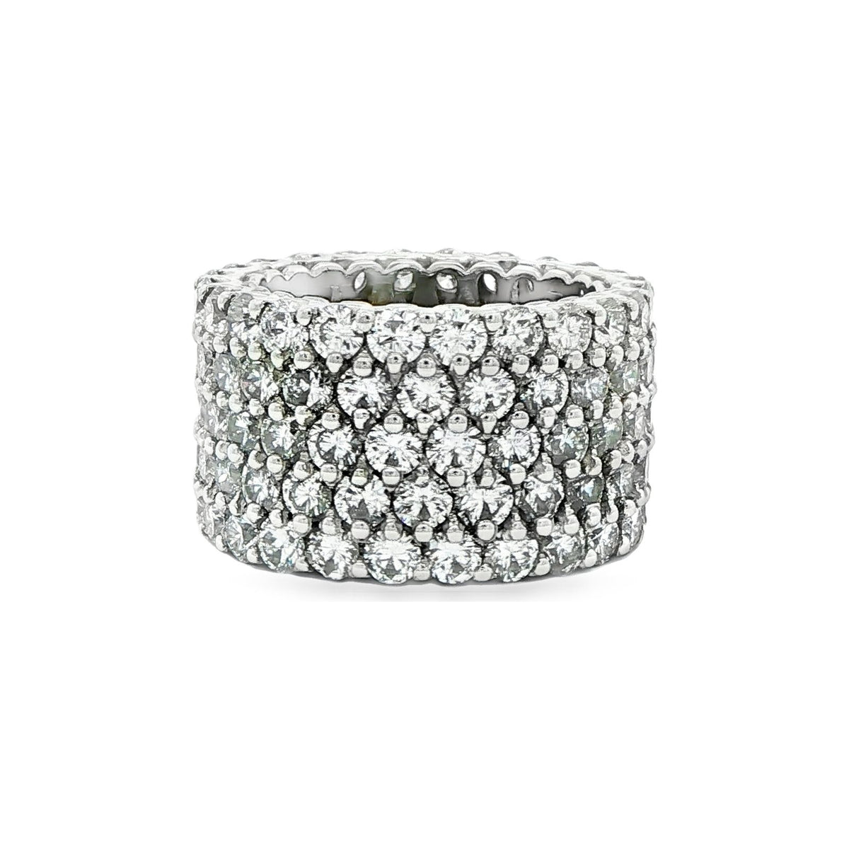 9.81 CT. Wide Pavé Round Brilliant Diamond Eternity Band in Platinum view 4