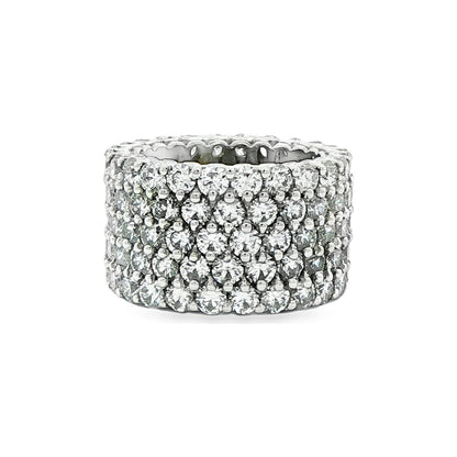 9.81 CT. Wide Pavé Round Brilliant Diamond Eternity Band in Platinum view 4