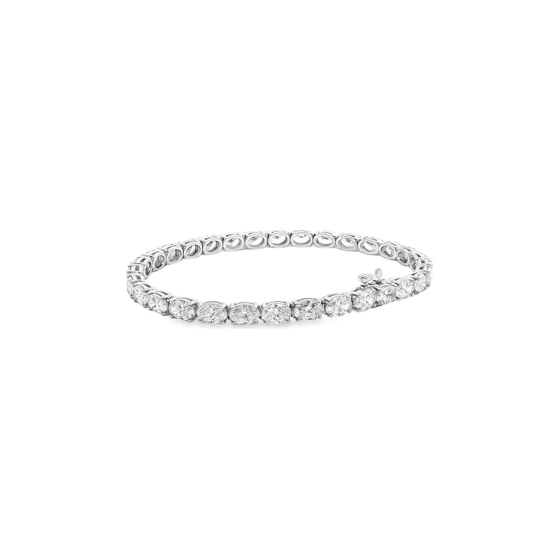 9.90 CT. GIA Certified Oval Cut Diamond Tennis Bracelet in 14K White Gold view 2