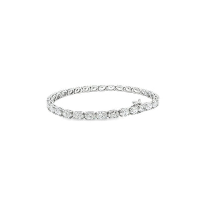 9.90 CT. GIA Certified Oval Cut Diamond Tennis Bracelet in 14K White Gold view 2
