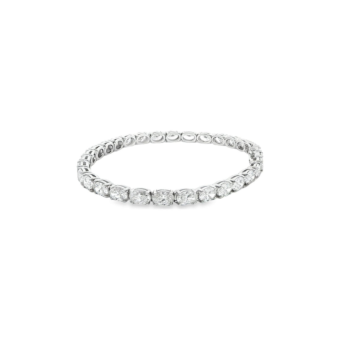 9.90 CT. GIA Certified Oval Cut Diamond Tennis Bracelet in 14K White Gold