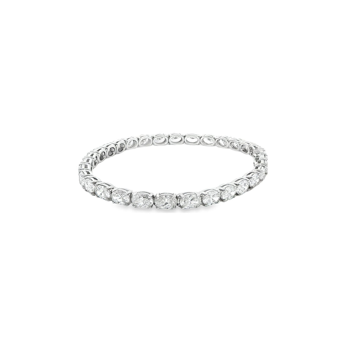 9.90 CT. GIA Certified Oval Cut Diamond Tennis Bracelet in 14K White Gold