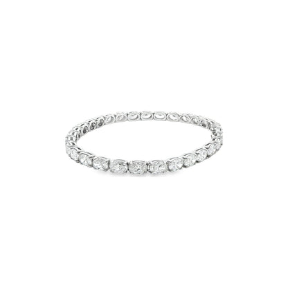 9.90 CT. GIA Certified Oval Cut Diamond Tennis Bracelet in 14K White Gold