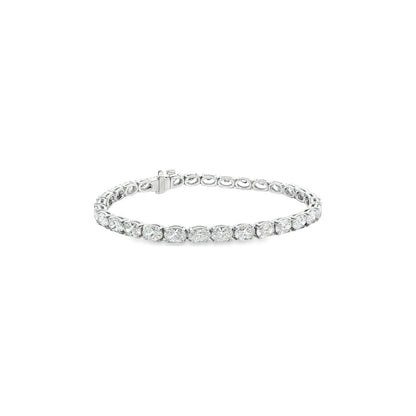 9.90 CT. GIA Certified Oval Cut Diamond Tennis Bracelet in 14K White Gold view 3