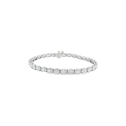 9.90 CT. GIA Certified Oval Cut Diamond Tennis Bracelet in 14K White Gold view 4