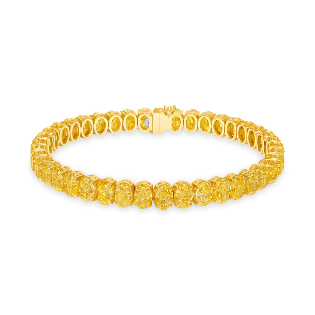23.08 CT. Oval Cut Fancy Yellow Diamond Tennis Bracelet - Tennis Bracelet
