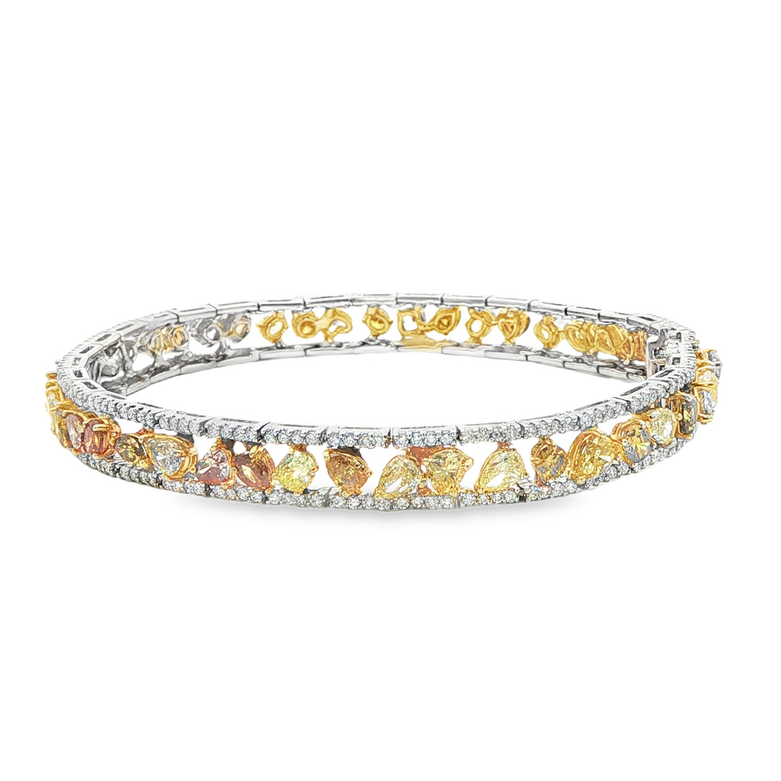 8.00ct Fancy Color Diamond Bracelet in 18K White and Yellow Gold