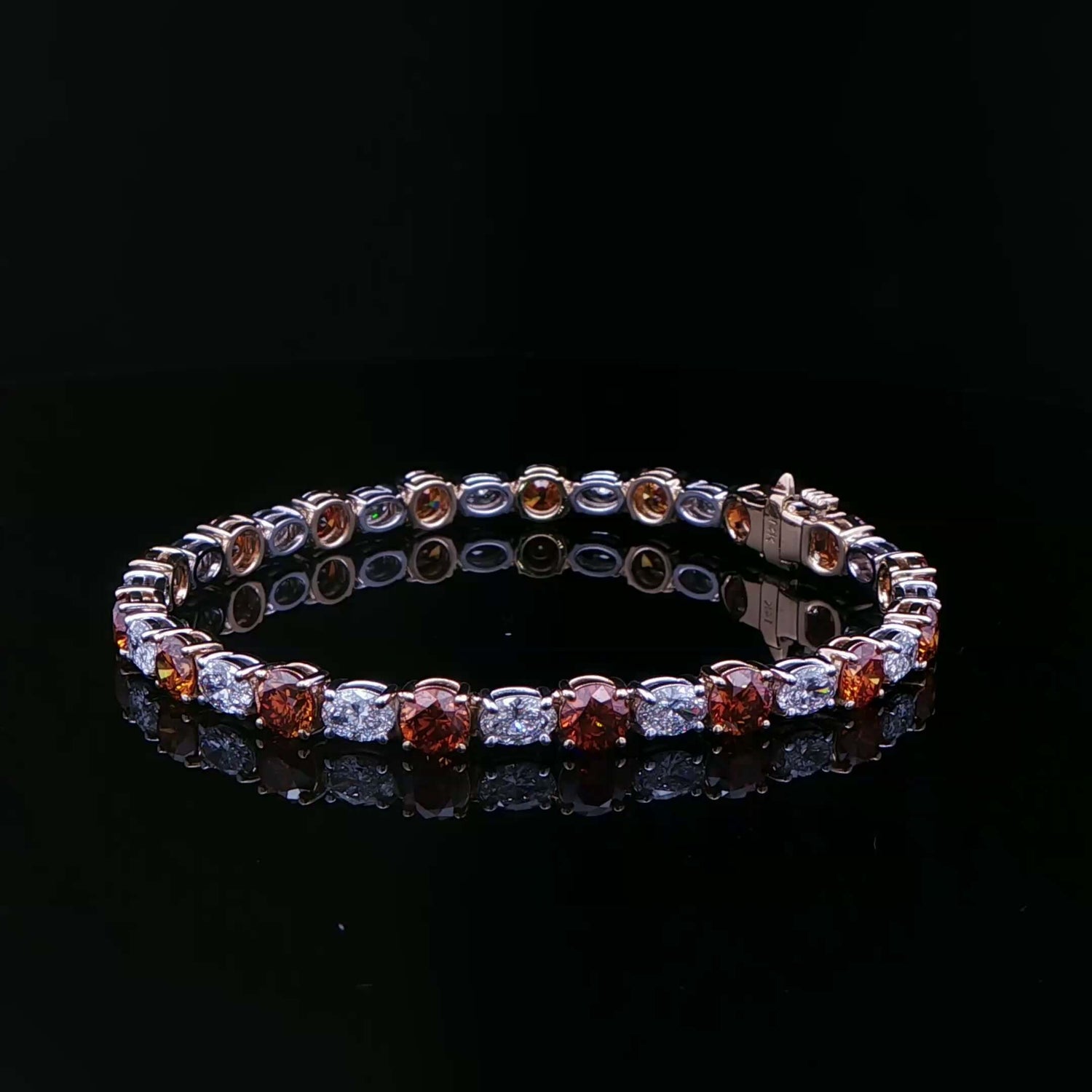9.31CTW Fancy Color Round Brilliant and Oval Diamond Tennis Bracelet in 14K White and Yellow Gold - BRACELET