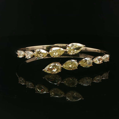 8.87 CT. Fancy Light Yellow Pear Shape Diamond Bangle in 14K Yellow Gold - BRACELET