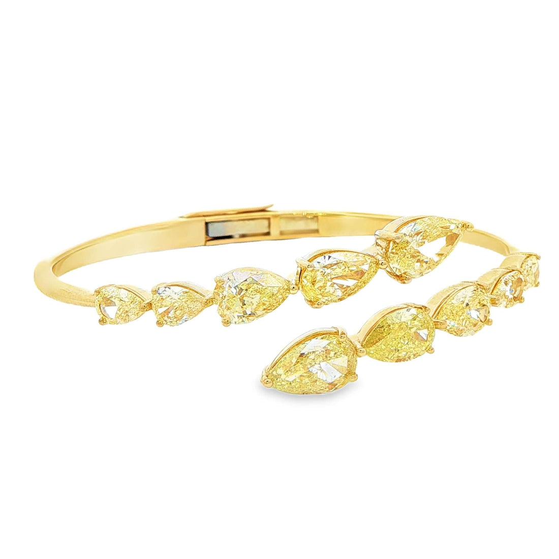 8.87 CT. Fancy Light Yellow Pear Shape Diamond Bangle in 14K Yellow Gold - BRACELET