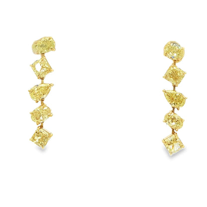 6.07 CT. Fancy Yellow Diamond Dangle Earrings in 18K Yellow Gold - Teardrop Earring