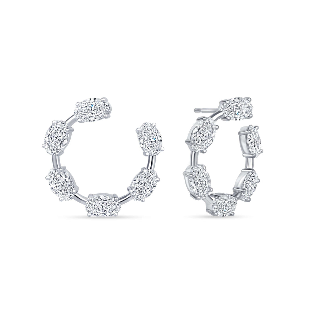 6.19 CT. Oval Cut Diamond Front Facing Hoop Earrings - Hoop Earring