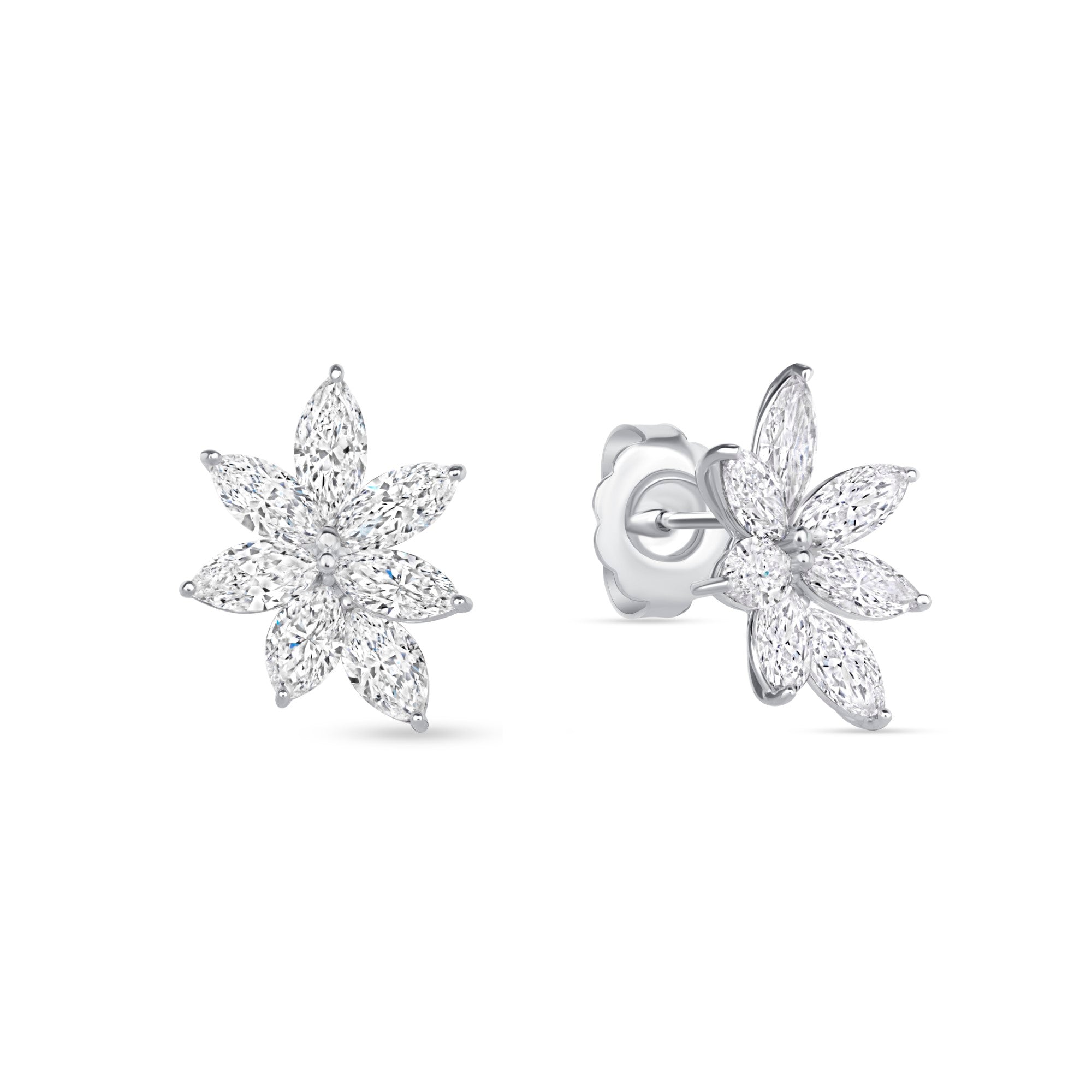 4.50 CT. Marquise Cut Diamond Flower Stud Earrings in White Gold