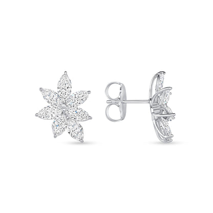 4.50 CT. Marquise Cut Diamond Flower Stud Earrings in White Gold