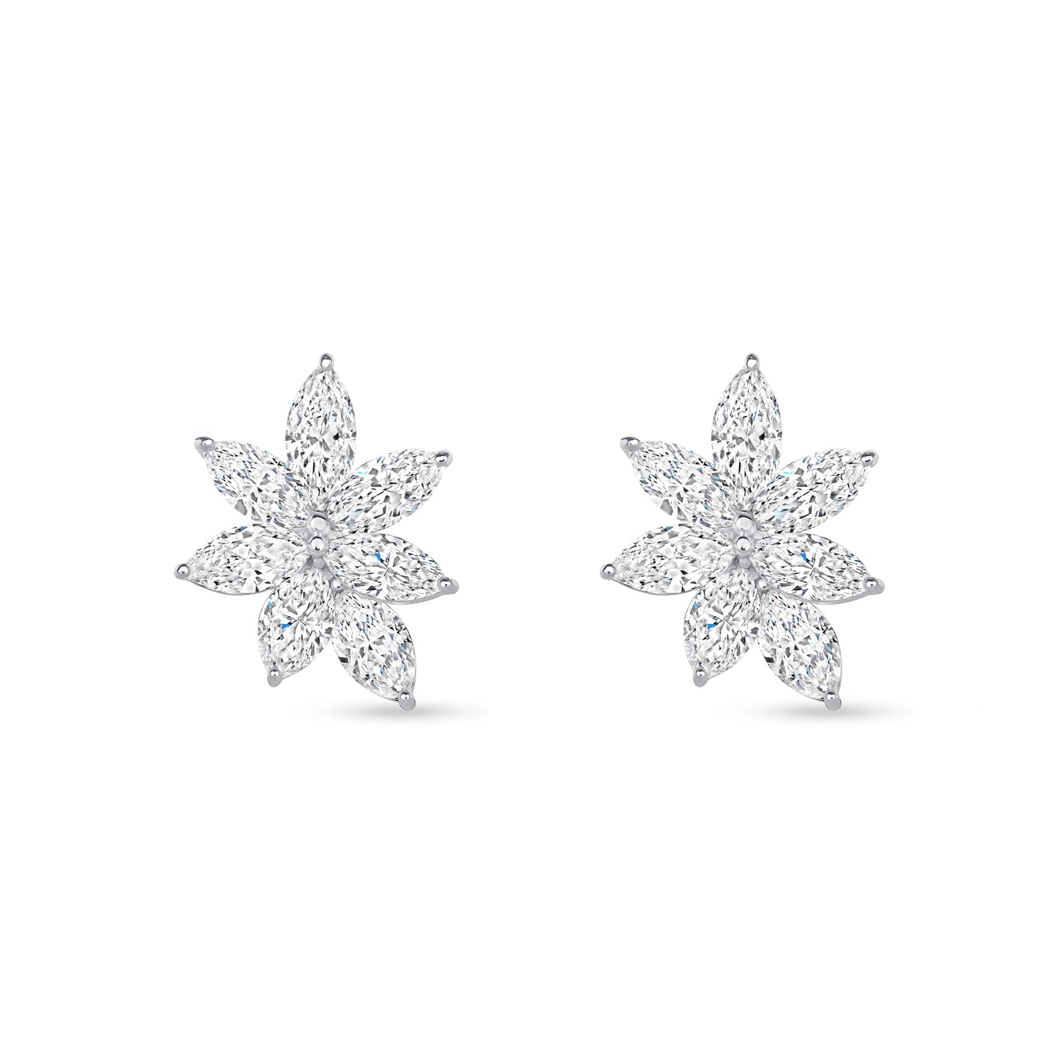 4.50 CT. Marquise Cut Diamond Flower Stud Earrings in White Gold