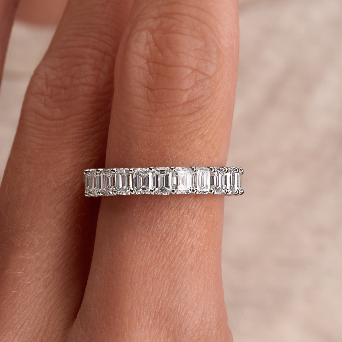 3.45 CT. Emerald Cut Diamond Eternity Band in Platinum