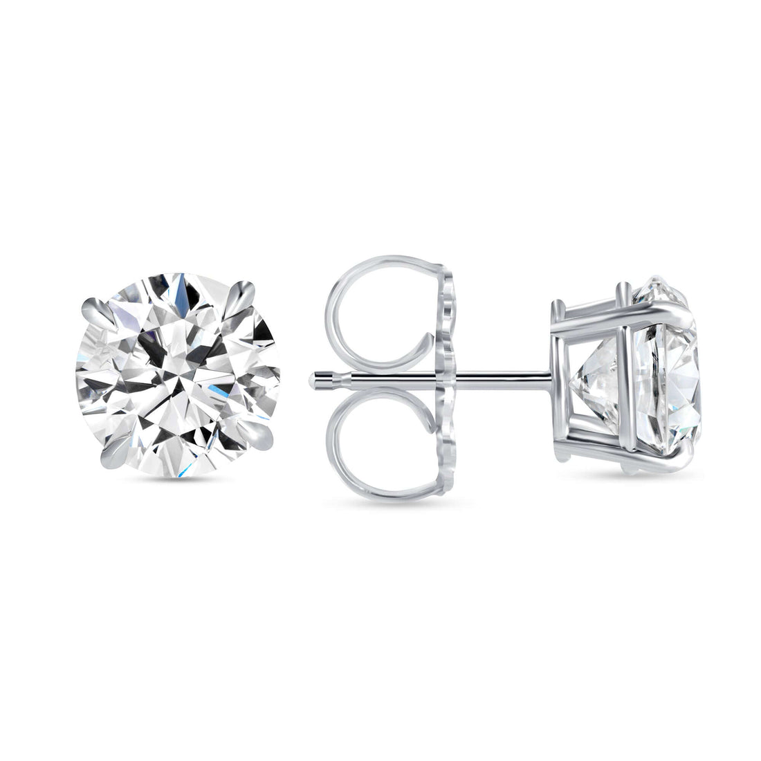 4.01 CT. Round Brilliant Diamond Stud Earrings in 14K White Gold - Stud Earring