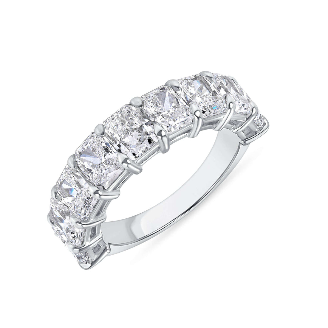 4.51 CT Radiant Cut Diamond Half Eternity Band in Platinum - Half Eternity Ring