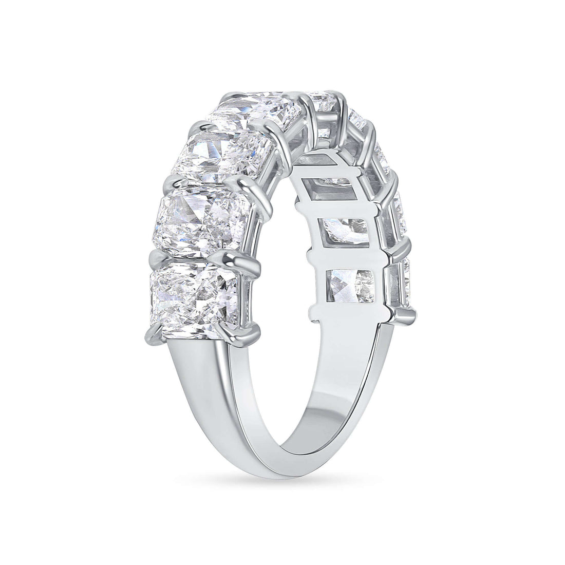 4.51 CT Radiant Cut Diamond Half Eternity Band in Platinum - Half Eternity Ring
