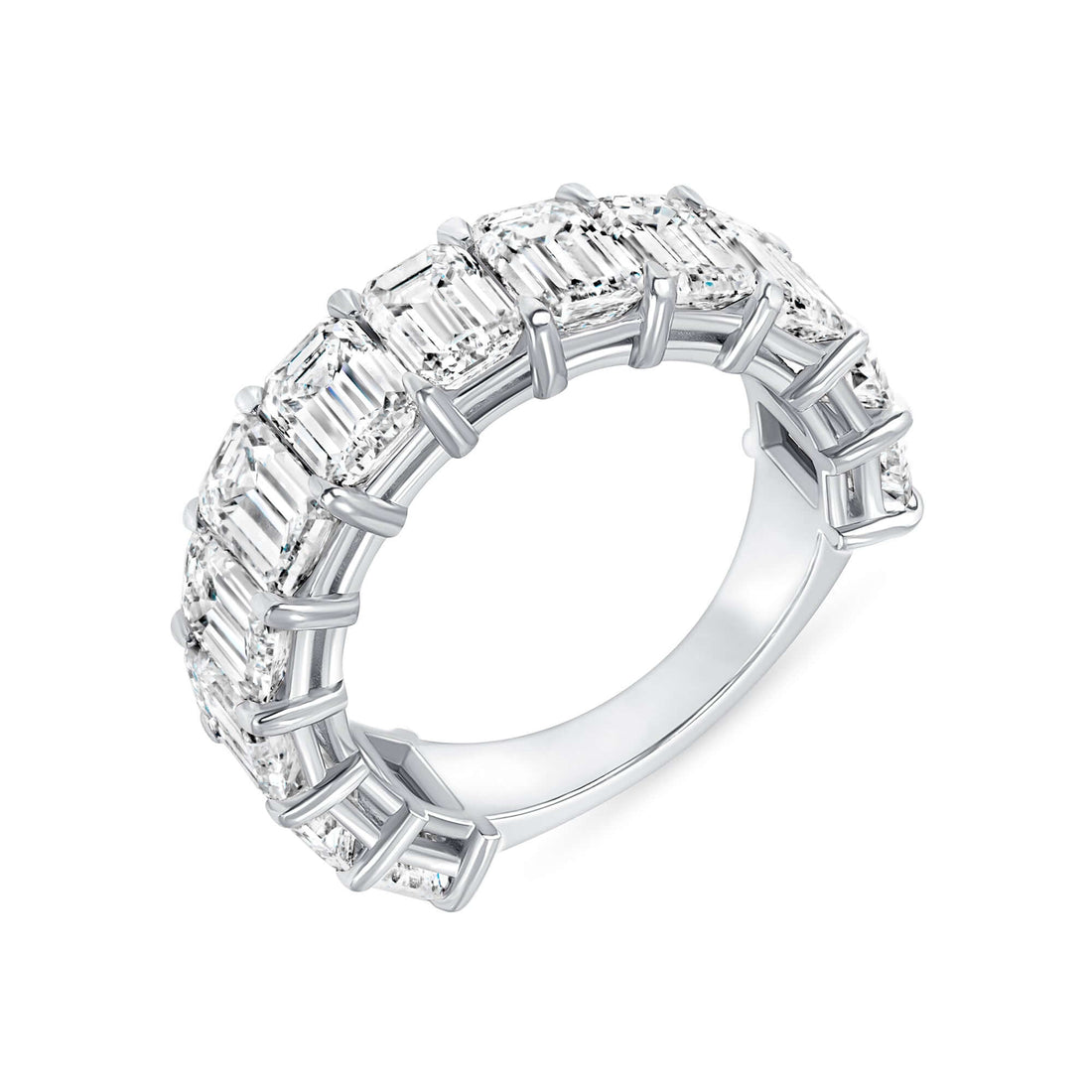 6.11 CT. Emerald Cut Diamond Half Eternity Ring in Platinum - Half Eternity Ring