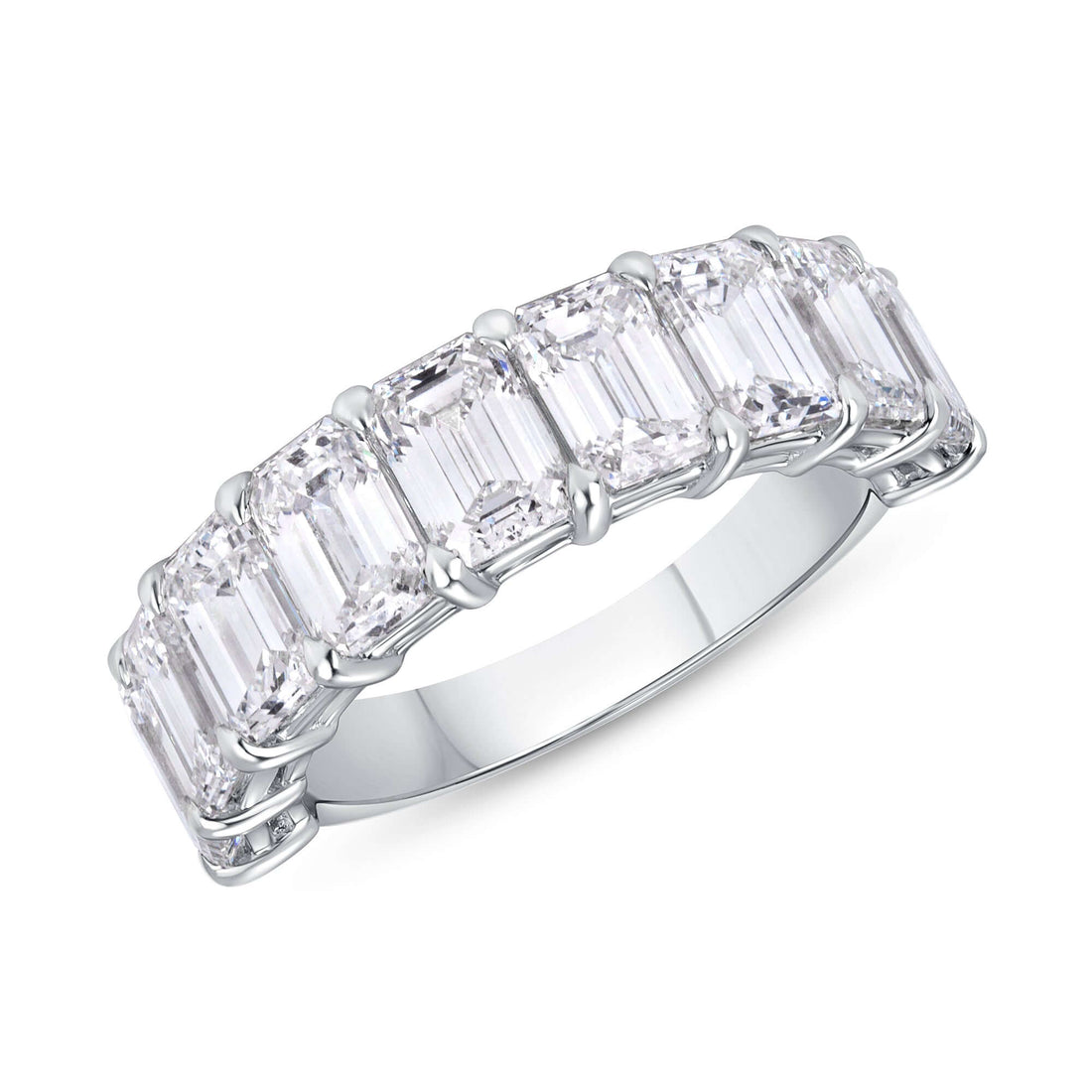 4.57 CT. Emerald Cut Diamond Half Eternity Band in Platinum - Half Eternity Ring