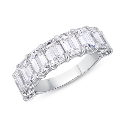 4.57 CT. Emerald Cut Diamond Half Eternity Band in Platinum