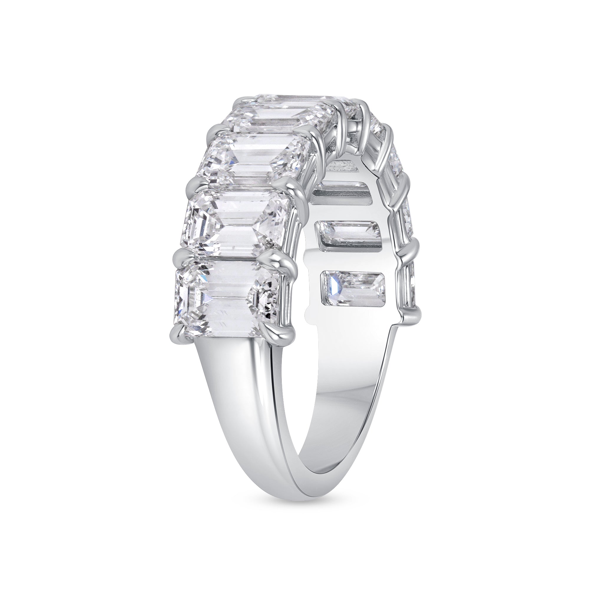 4.57 CT. Emerald Cut Diamond Half Eternity Band in Platinum